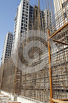 Steel grid on the construction site