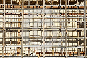 Steel grid on the construction site