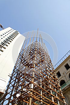 Steel grid on the construction site