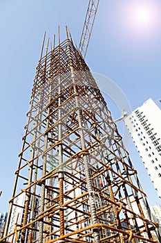 Steel grid on the construction site