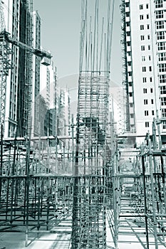 Steel grid on the construction site