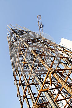 Steel grid on the construction site