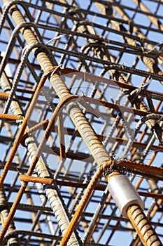 Steel grid on the construction site