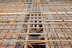 Steel grid on the construction site