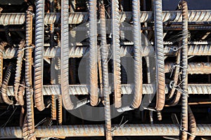 Steel grid on the construction site