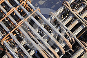 Steel grid on the construction site