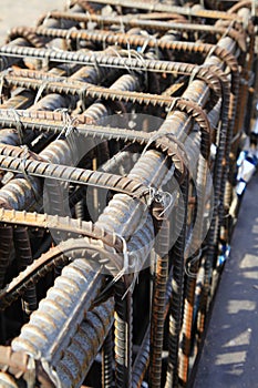 Steel grid on the construction site