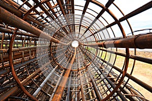 Steel grid on the construction site