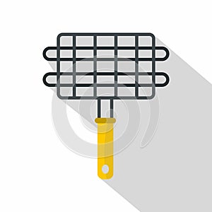 Steel grid for grill icon, flat style