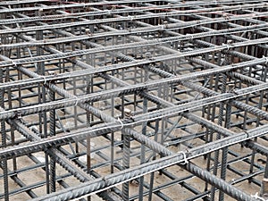 Steel grid of residential building footing reinforcement