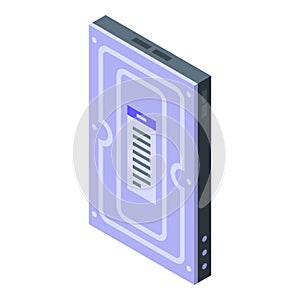 Steel hdd icon isometric vector. Digital computer