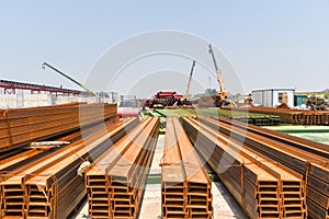 Joist steel on construction site