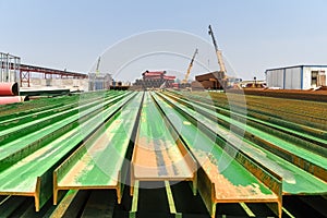Steel i-beam on construction site