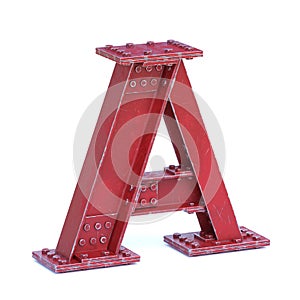 Steel I beam font 3d rendering letter A photo