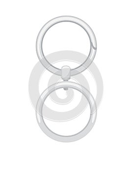 Steel keychain with rings vector illustration isolated on white background