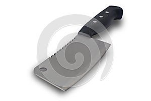 steel kitchen meat cleaver isolated on white background. Image for design project layout