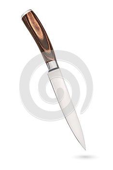 Steel kitchen utility knife isolated on white