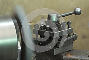 Steel lathe in production