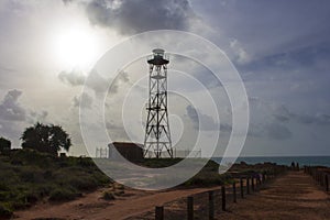 Steel lighthouse at Broome, Western Australia in summer Wet season.