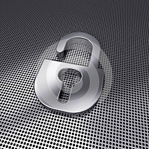Steel Lock open Icon on metal perforated