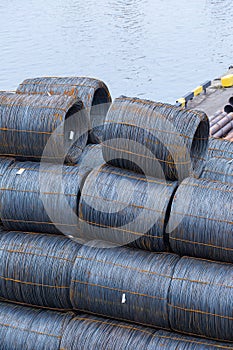 Steel low carbon wire rod, hot rolled steel drawing wire twelve millimeters or half an inch in diameter in coils. Freight