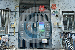 Steel mail box and rusty door