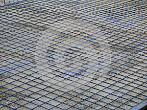 Steel mesh on concrete base