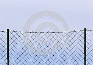 Steel mesh sky blue backgroun