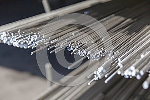 Steel metal bars on pile