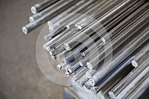 Steel metal bars on pile