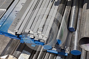 Steel metal bars on pile