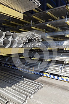 Steel metal bars on pile