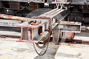 Steel Metal Beams on Rails: Rusted