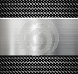 Steel metal plate over comb grate background photo