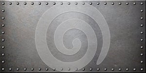 Steel metal plate with rivets photo