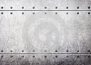 Steel metal plates with rivets seamless background, 3d, illustration