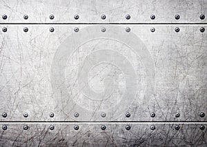 Steel metal plates with rivets seamless background, 3d, illustration photo
