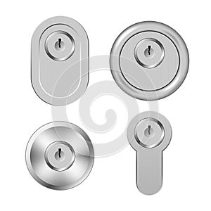 Steel metal secure keyholes isolated on white background, vector