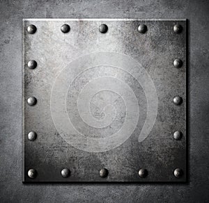 Steel metal square plate or hatch with rivets