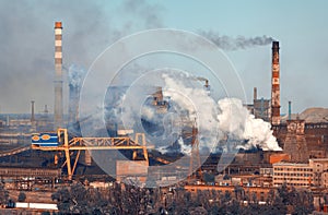 Steel mill, Metallurgy plant. Heavy industry factory photo