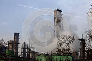 Steel mills Smoke and powder dust pollution in large industrial District