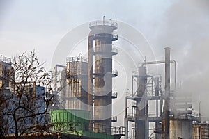 Steel mills Smoke and powder dust pollution in large industrial District