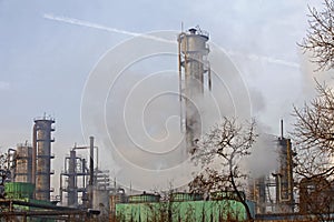 Steel mills Smoke and powder dust pollution in large industrial District