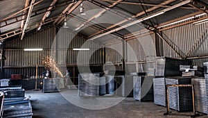 The steel moving in the steel factory