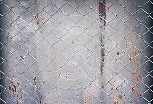 Steel net fence patterns texture on old gray zinc background