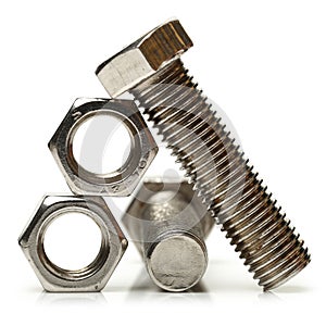 Steel nuts and bolts photo