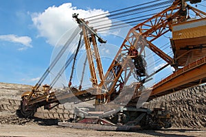 steel overburden excavator open the coal mine photo