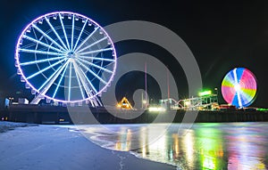 Steel pier with reflection at night,Atlantic city,new jersey,usa photo