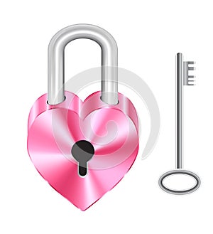 Steel pink heart shape master key lock and steel key