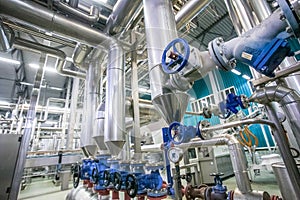 Steel pipelines and valves on milk factory